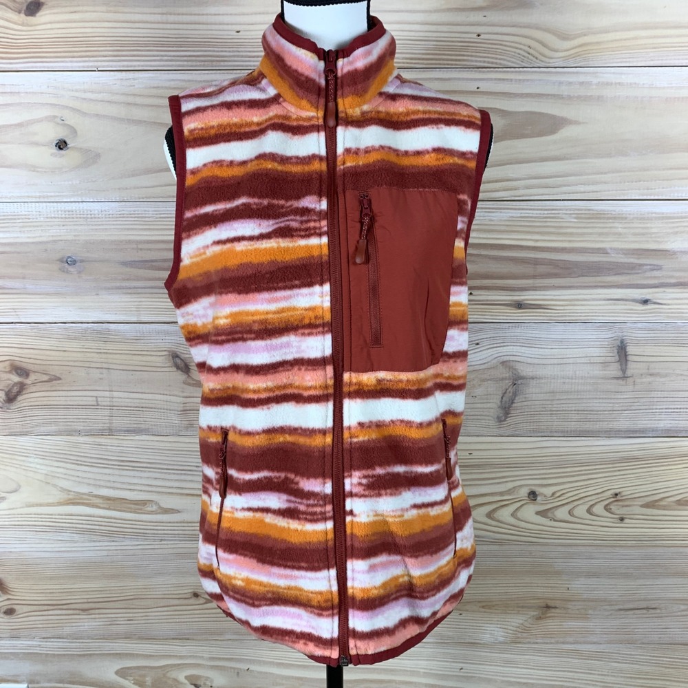 Telluride Fleece Vest Womens Medium Sunset Striped Full Zip Outdoor Gorpcore